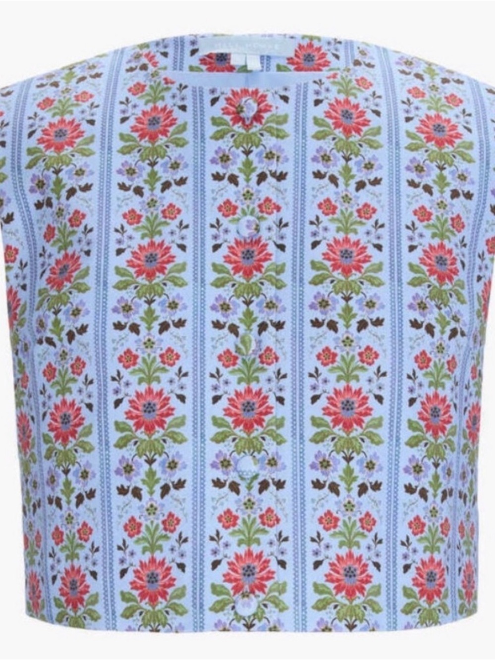 ISO Hill House Rosalie top blue floral block stripe XS